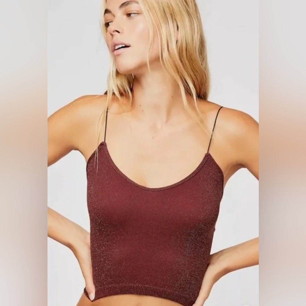 Free people Intimately Sparkle Tank Top in dark red size M/L